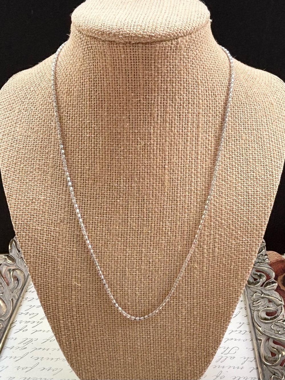 Sterling Silver Diamond Cut Hollow Popcorn Chain Necklace in Silver 18”